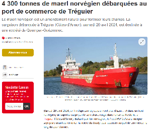 https://www.ouest-france.fr/bretagne/treguier-22220/4-300-tonnes-de-maerl-norvegien-debarquees-au-port-de-commerce-de-treguier-0e141356-0074-11ef-a710-10bb548a1004